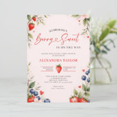 Invitation Berry Sweet Botanical Berries Pink Baby Shower (Debout devant)