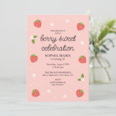 Invitation Berry Sweet Celebration fraise fête d'anniversaire (Debout devant)