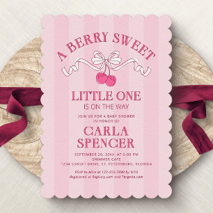 Invitation Berry Sweet Cherry Baby shower d'été