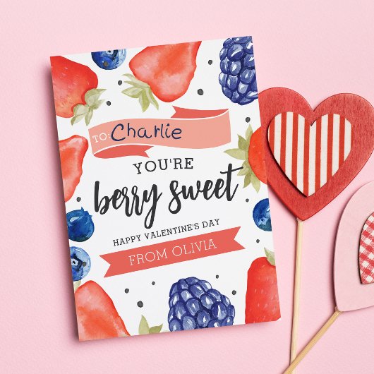 Invitation Berry Sweet | Classroom Valentine's Day Card