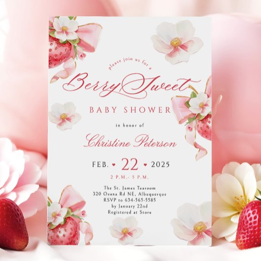 Invitation Berry Sweet Coquette Baby shower de printemps