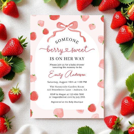Invitation Berry Sweet Croquette Bow Baby shower