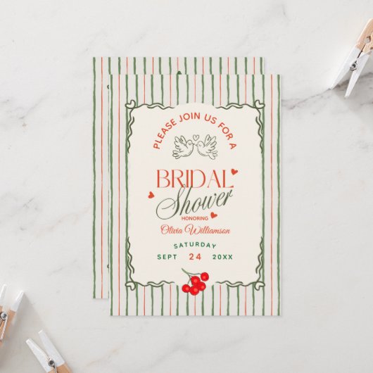 Invitation Berry Sweet Fête des mariées Fruits (Devant/Arrière en situation)