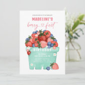 Invitation Berry Sweet fraise Blueberry Premier anniversaire (Debout devant)