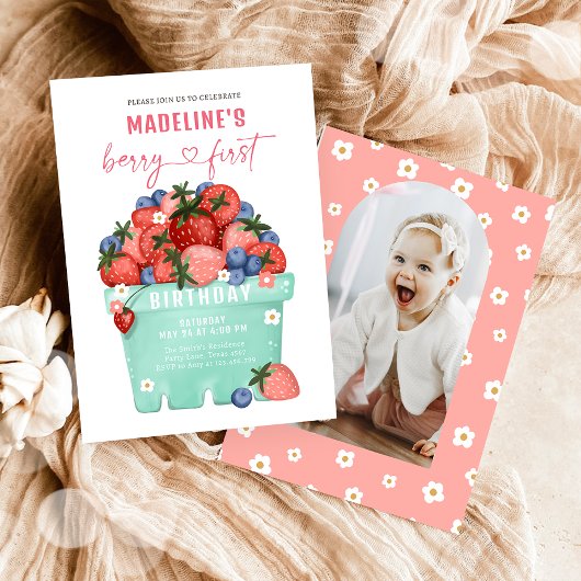 Invitation Berry Sweet fraise Blueberry Premier anniversaire
