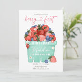 Invitation Berry Sweet fraise Blueberry Premier anniversaire (Debout devant)