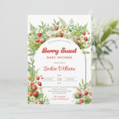 Invitation Berry Sweet Fraise Feuilles (Debout devant)
