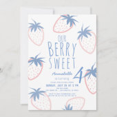 Invitation Berry Sweet fraise rose blanc Anniversaire (Devant)