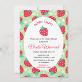 Invitation Berry Sweet Green Strawberry Baby Shower (Devant)