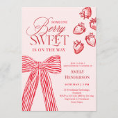 Invitation Berry Sweet Hand Drawn Bow Baby Shower (Devant)