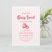 Invitation Berry Sweet Hand Drawn Strawberry Baby Shower (Debout devant)