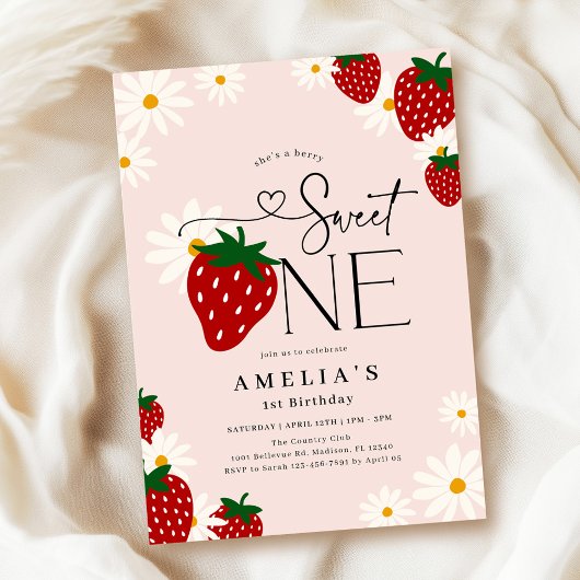 Invitation Berry Sweet One 1st Strawberry Birthday