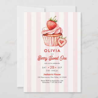 Invitation Berry Sweet One Fille Premier Anniversaire