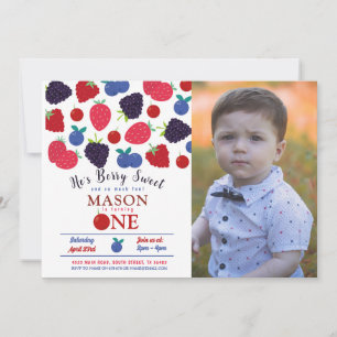Invitation Berry Sweet One First Birthday Boys Fruit