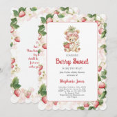 Invitation Berry Sweet Ours Baby shower fille (Devant / Derrière)