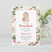 Invitation Berry Sweet Ours Baby shower fille (Debout devant)