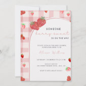 Invitation Berry Sweet Pink Fraise Baby shower coquette (Devant)