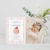 Invitation Berry Sweet Pink Photo Premier anniversaire (Debout devant)