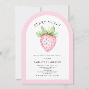 Invitation Berry Sweet rose Fraise Arch Baby shower fille
