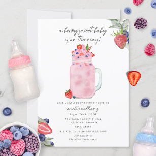 Invitation Berry Sweet Smoothie Baby shower