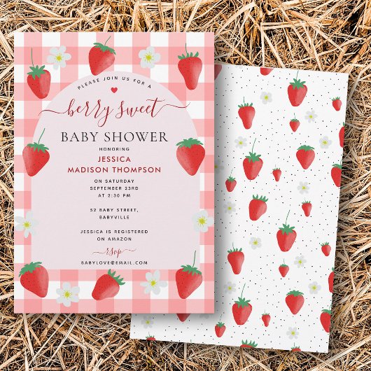 Invitation Berry Sweet Strawberries Baby shower fraise