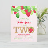Invitation Berry Sweet Strawberry 2e anniversaire fille rouge (Debout devant)
