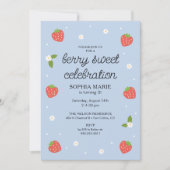 Invitation Berry Sweet Strawberry Anniversaire Périwinkle Ble (Devant)