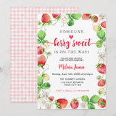 Invitation Berry Sweet Strawberry Baby Shower (Devant / Derrière)