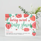 Invitation Berry sweet strawberry baby shower (Debout devant)