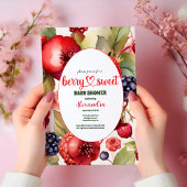 Invitation Berry Sweet Strawberry Baby shower bleu rouge