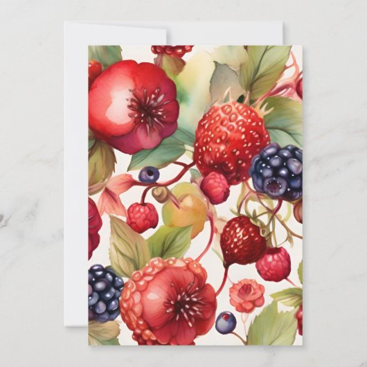 Invitation Berry Sweet Strawberry Baby shower bleu rouge (Dos)