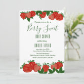 Invitation Berry Sweet Strawberry Baby shower fille (Debout devant)