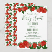 Invitation Berry Sweet Strawberry Baby shower fille (Devant / Derrière)