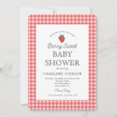 Invitation Berry Sweet Strawberry Baby shower rose (Devant)