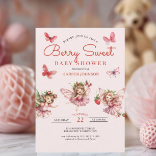 Invitation Berry Sweet Strawberry Baby shower rose