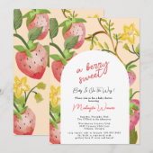 Invitation Berry Sweet Strawberry Baby shower rose (Devant / Derrière)