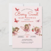 Invitation Berry Sweet Strawberry Baby shower rose (Devant)