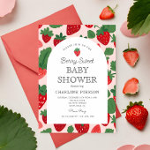 Invitation Berry Sweet Strawberry Baby shower rose Invitat