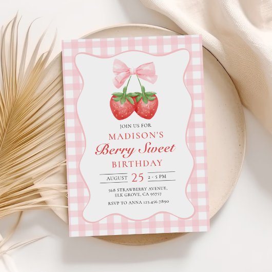 Invitation Berry Sweet Strawberry Bow rose Anniversaire