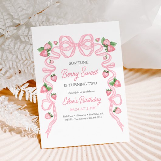 Invitation Berry Sweet Strawberry Bow rose Anniversaire