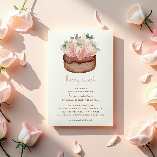 Invitation Berry Sweet Strawberry Cupcake Baby shower