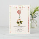 Invitation Berry Sweet Strawberry Doodle Baby shower fille (Debout devant)