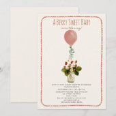 Invitation Berry Sweet Strawberry Doodle Baby shower fille (Devant / Derrière)
