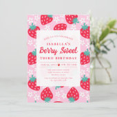 Invitation Berry Sweet Strawberry fête d'anniversaire (Debout devant)