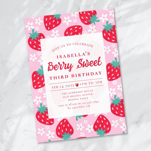 Invitation Berry Sweet Strawberry fête d'anniversaire