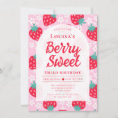Invitation Berry Sweet Strawberry fête d'anniversaire (Devant)