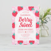 Invitation Berry Sweet Strawberry fête d'anniversaire (Debout devant)
