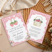 Invitation Berry Sweet Strawberry Gingham Baby Shower