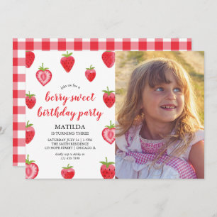 Invitation Berry Sweet Strawberry Girl Anniversaire