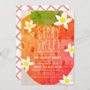 Invitation Berry Sweet Strawberry Girl Baby shower virtuel